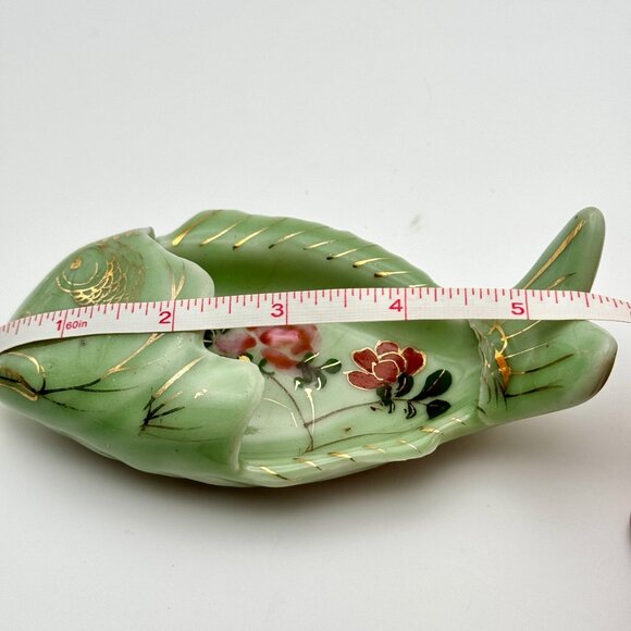Antique Chinese Hand-Painted Fish Shaped Ceramic Dish Qing Dynasty Green - Picture 3 of 10